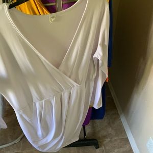 All white mid sleeve dress